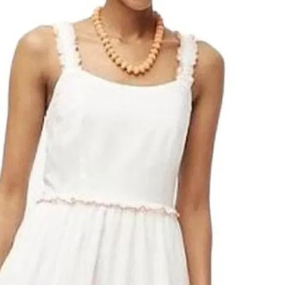 J.Crew Factory Scalloped-trim Tiered Midi Dress in White CA107 NWT - Picture 5 of 12